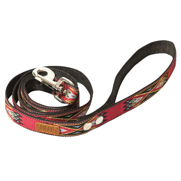 Leash Toto, textile red pattern, 20mm/1,5m