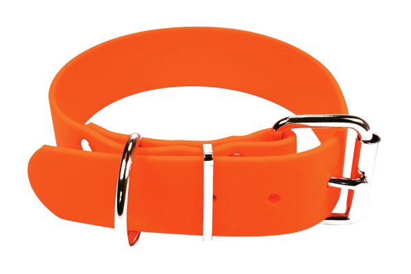 Biothane Halsband Super Heavy, genäht, Neon Orange, 38mm/480mm-560mm